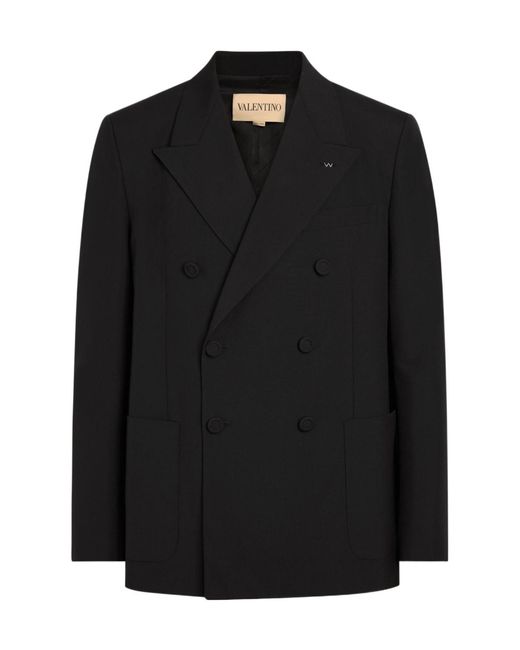 Valentino Black Double-Breasted Wool Blazer for men