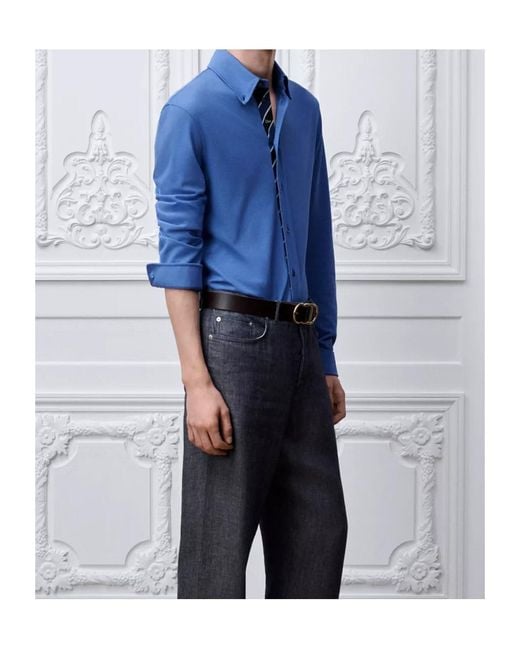Dior Blue Regimental Shirt, Regular Fit for men
