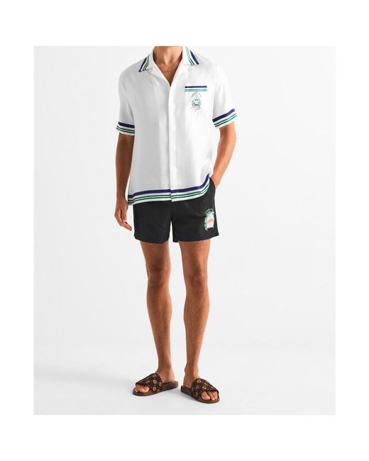 Casablanca Black Elastic Waist Swim Trunks for men