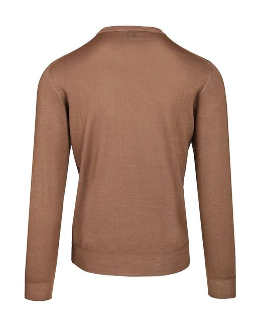 Fedeli Brown Crew-Neck Sweater for men