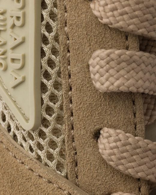 Prada Multicolor Mesh Fabric And Suede Sneakers