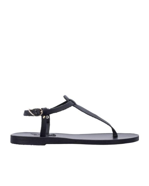 Ancient Greek Sandals Blue Lito Strappy Flat Sandals