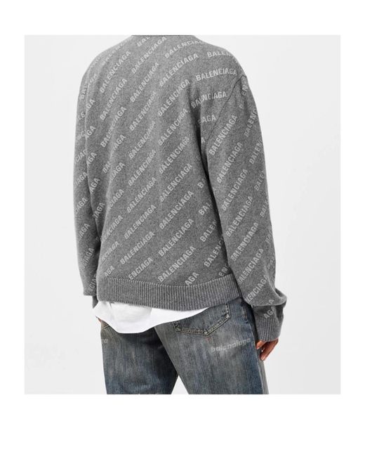 Balenciaga Gray Mini All-Over Logo Sweater