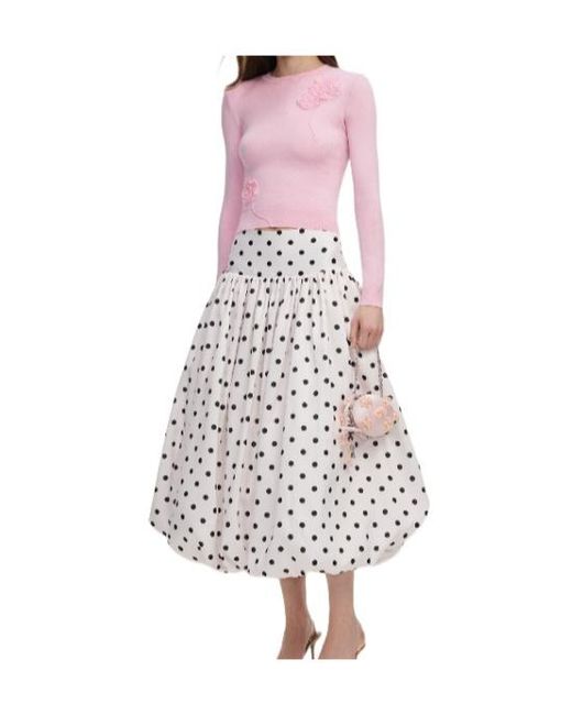Self-Portrait White Polka-Dot Skirt