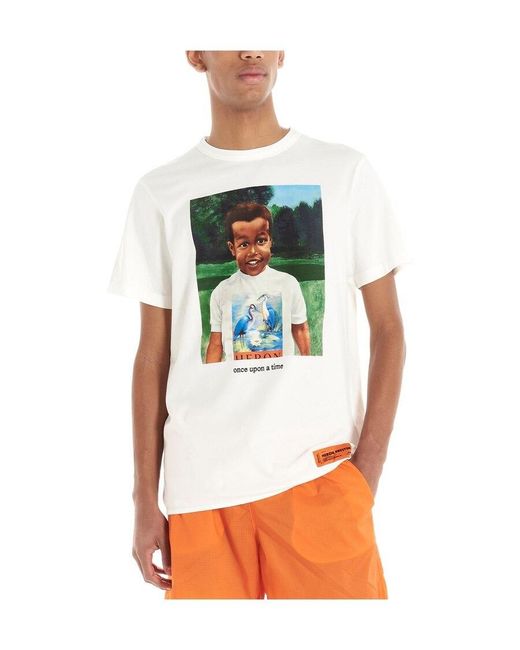 Heron Preston White Logo Printed T-Shirt for men