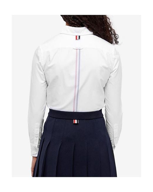 Thom Browne White Round-Collar Stripe Detail Shirt