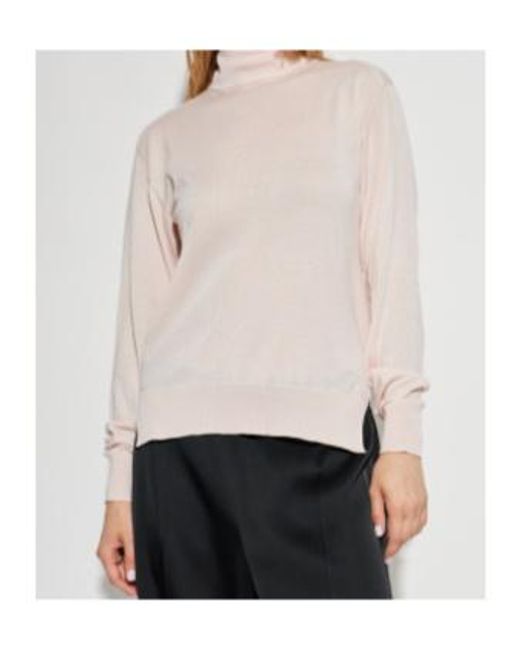 Jil Sander White High-Neck Plain Knit Sweater