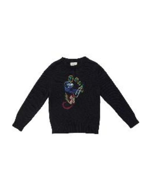 Fendi Blue Knitted Floral Pullover