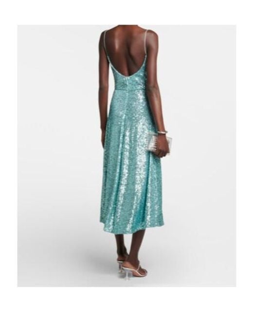 Monique Lhuillier Blue Sequined Midi Dress