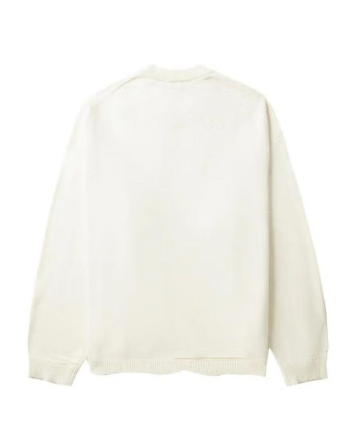 Helmut Lang White Distressed-Effect Ribbed Jumper for men