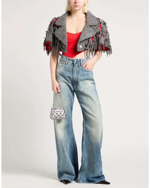 Maison Margiela Red Wool Color-Blocked Shawl