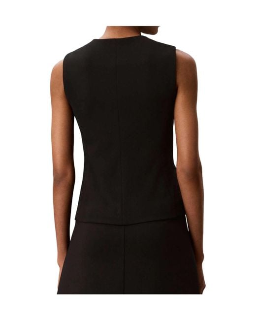 Calvin Klein Black Buttoned Sleeveless Top