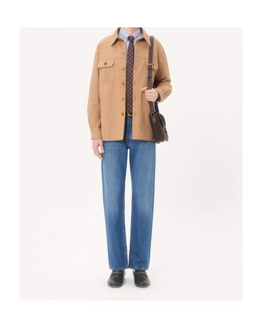Valentino Natural Button-Up Gabardine Shirt Jacket for men
