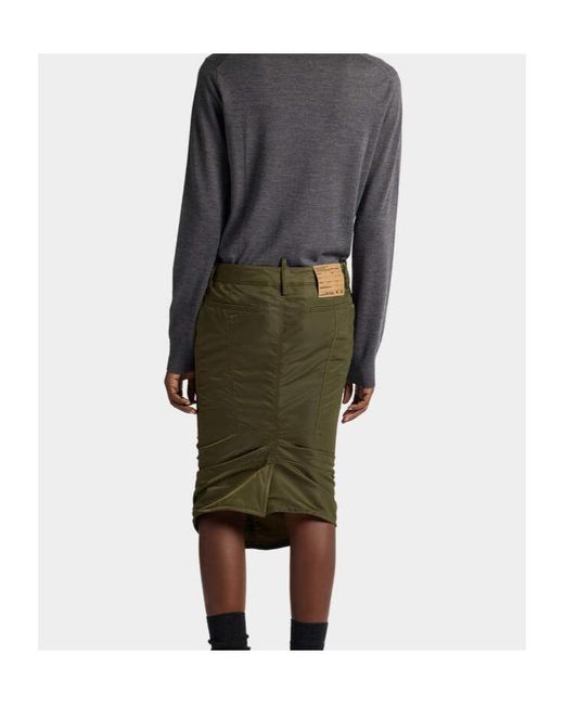 DSquared² Green Ruched Kick Skirt