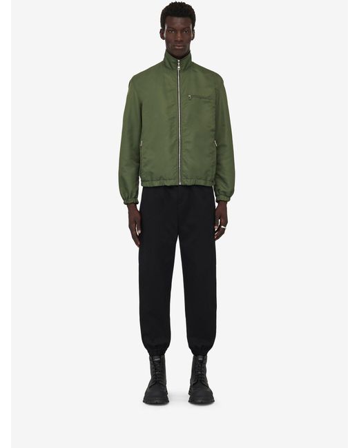 McQueen Green Hybrid Reversible Bomber Jacket for men