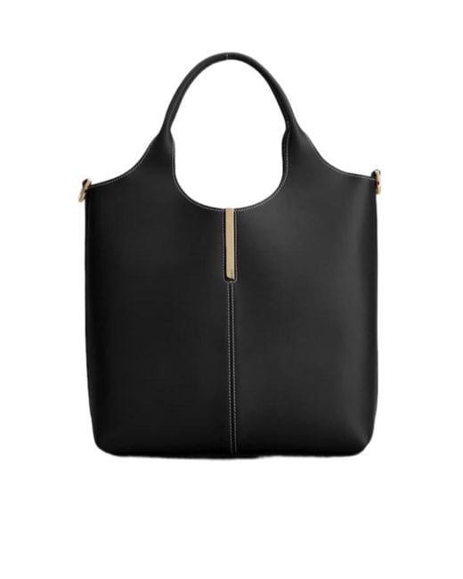 Tod's Black Logo Engraved Small Shopper Bag