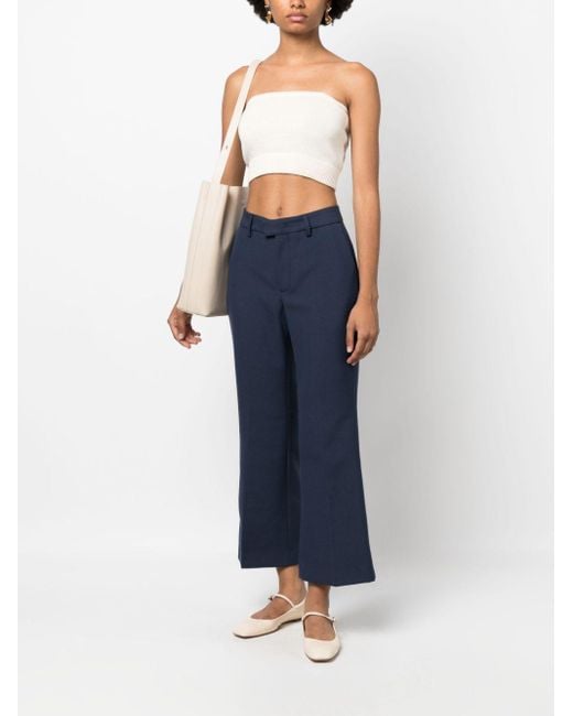 Closed Blue Wide-Leg Cropped Trousers
