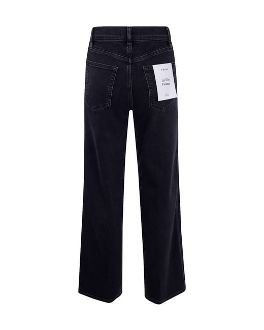 FRAME Blue High-Waisted Wide-Leg Jeans