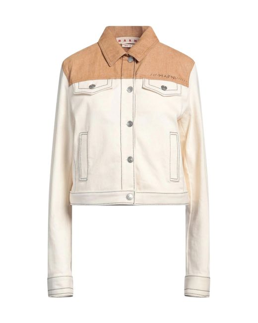Marni Natural Two-Tone Denim Cropped Jacket