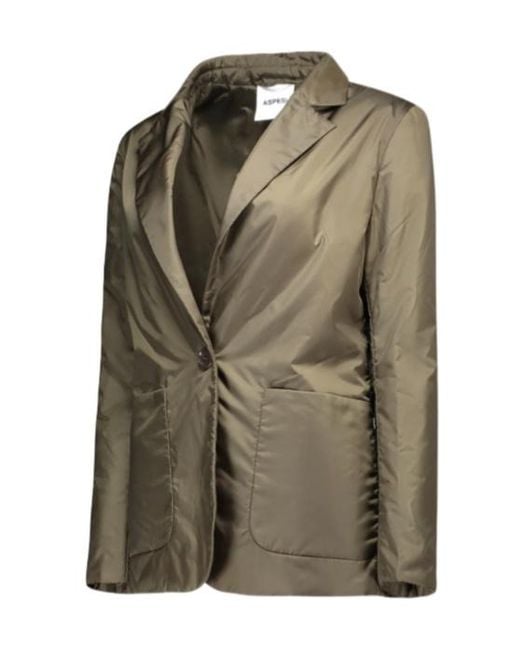 Aspesi Green Single-Breasted Cotton-Padded Jacket