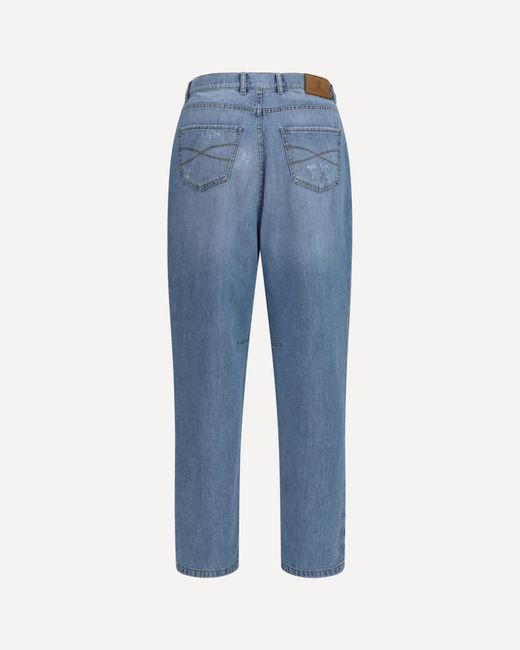 Brunello Cucinelli Blue Distressed Pleated Jeans for men