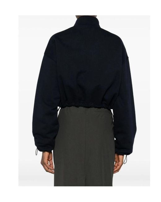 Miu Miu Blue Zip-Up Cropped Sweatshirt