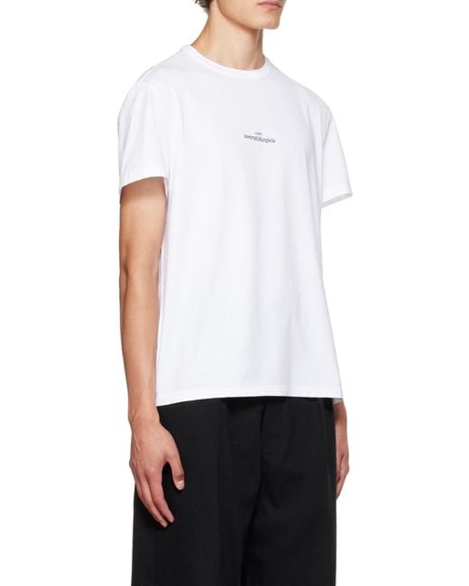 Maison Margiela White Logo Embroidered Crewneck T-Shirt for men
