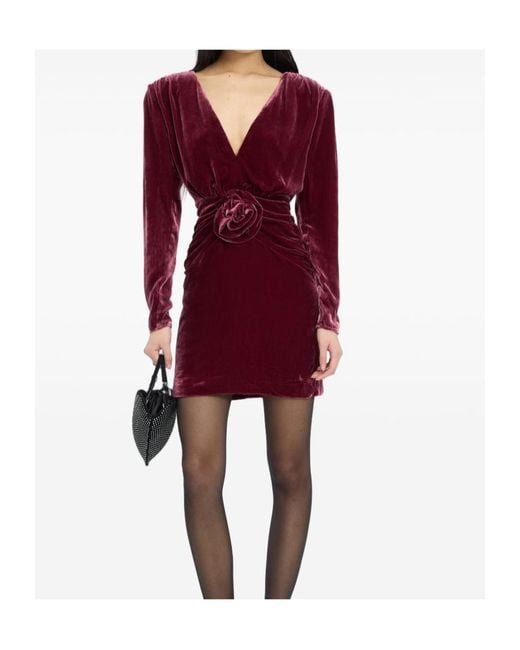 ROTATE BIRGER CHRISTENSEN Red Silk Velvet Mini Dress