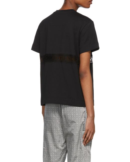 Givenchy Black Logo Lace Detailed Crewneck T-Shirt