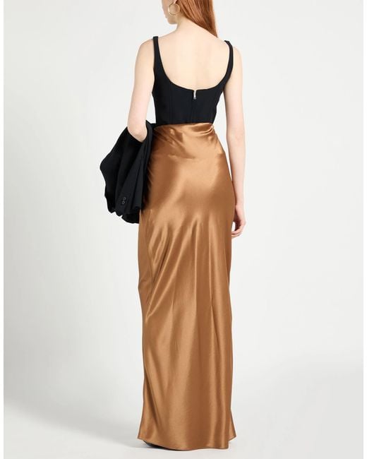 Saint Laurent Brown Solid Color Satin Skirt