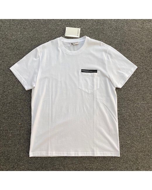 Givenchy White Ribbon Trimmed Logo T-Shirt for men