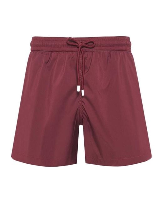 Fedeli Red Drawstring Swim Shorts for men