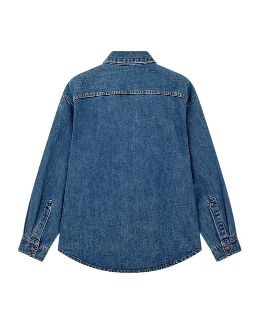 Emporio Armani Blue Cotton Denim Shirt With A Chest Pocket And Metallic Buttons for men