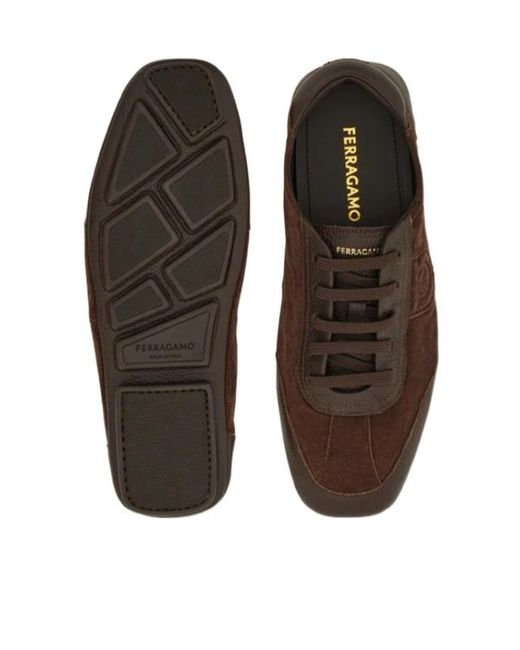 Ferragamo Brown Lace-Up Driver for men
