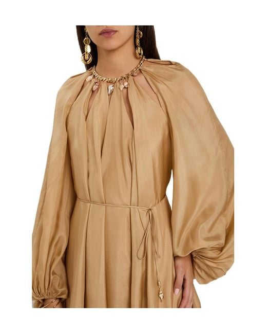 Zimmermann Natural Round Neck Cutout Dress