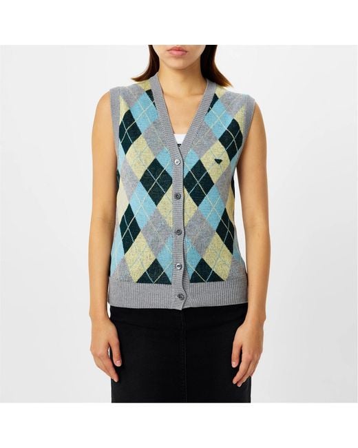 Prada Blue Sleeveless Knitted Cardigan