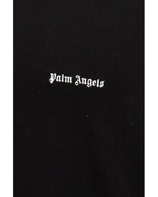 Palm Angels Black Logo Embroidered Hoodie for men