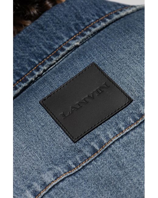 Lanvin Blue Logo Patch Denim Shirt for men
