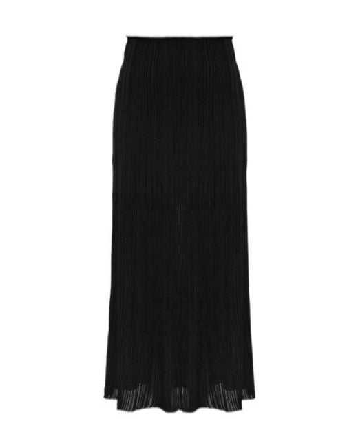 Balmain Black Elastic Waist Midi Skirt