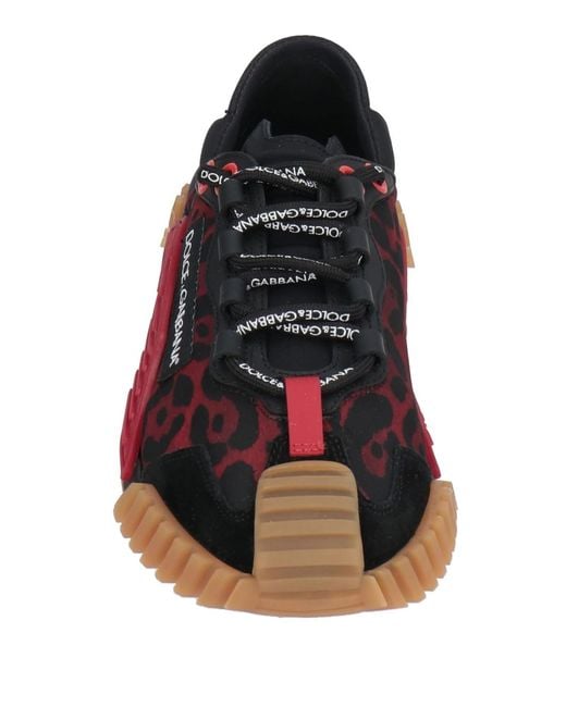 Dolce & Gabbana Red Leopard Print Low-Top Casual Shoes
