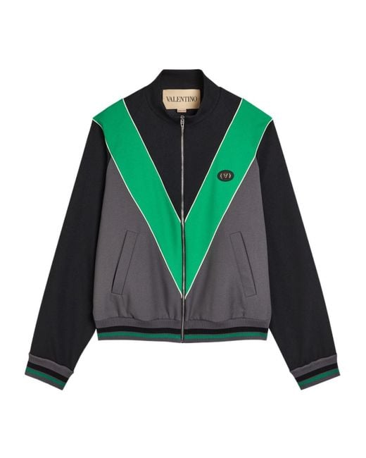 Valentino Green Colour-Blocked Twill Track Jacket for men