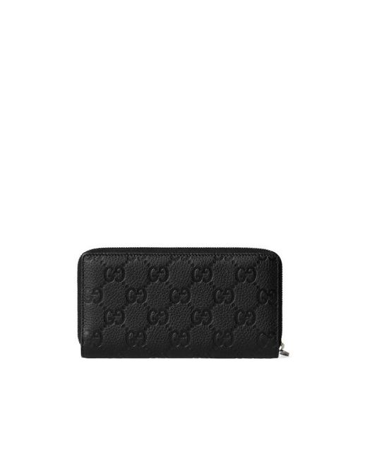 Gucci Black Imprint Zip Around Wallet for men