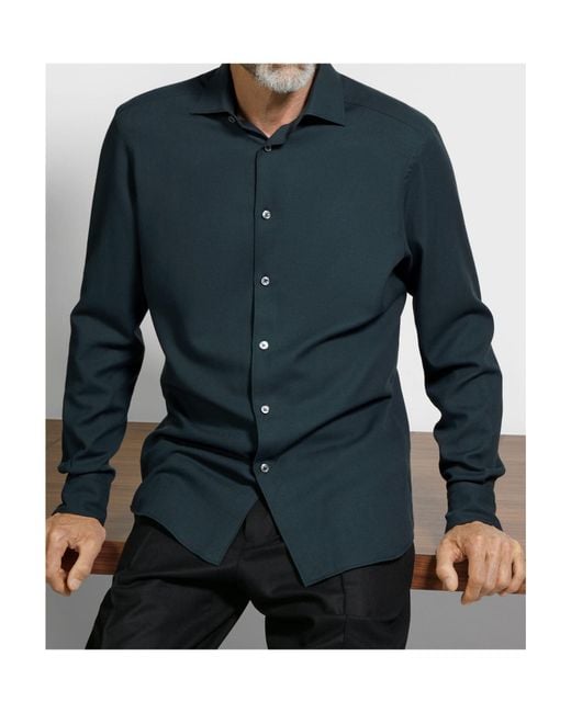 Zegna Blue Button-Fastening Shirt for men