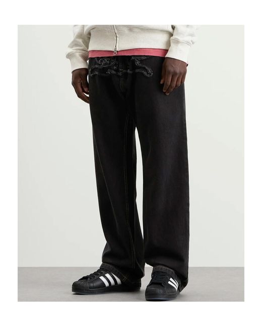 ICECREAM Black Running Dog Appliqué Jeans for men