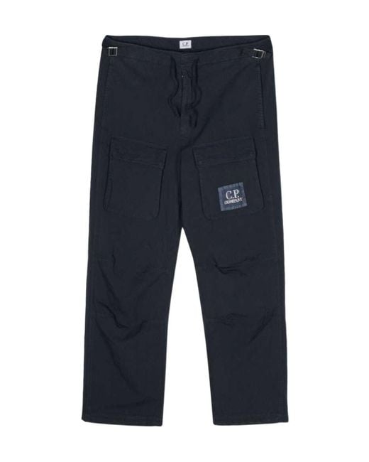 C P Company Blue Patch Pocket Detail Pants for men