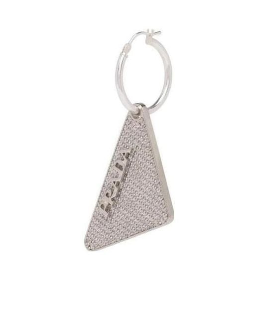 Prada White Crystal Logo Jewels Right Earring