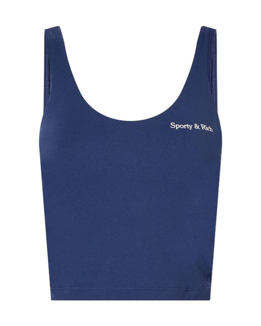 Sporty & Rich Blue Round Collar Short Vest
