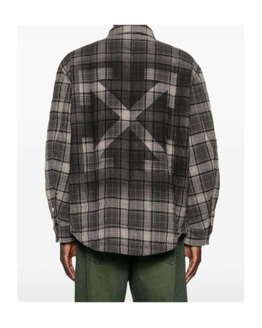 Off-White c/o Virgil Abloh Gray Checked Button-Up Shirt for men