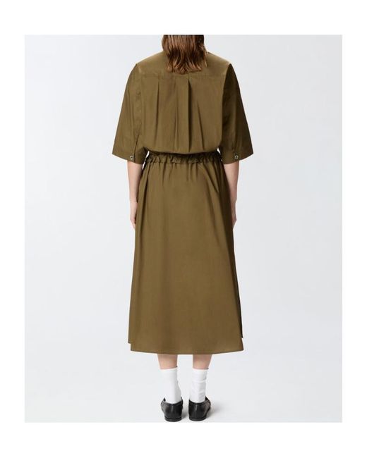 Pinko Green Button-Up Belted Midi Dress