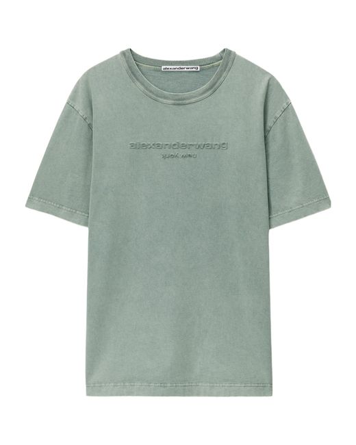 Alexander Wang Green Logo-Embossed Cotton T-Shirt
